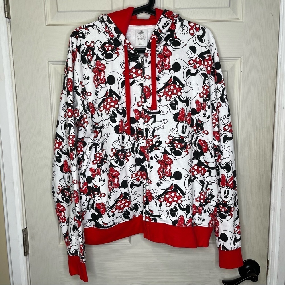 Disney Minnie Mouse Zip up Hoodie with Padded Mouse Ears - Women's Sz XL